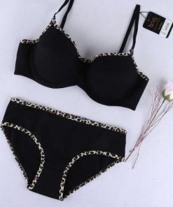 ست سوتین و شورت زنانه کم‌لایه ANIT ترک مشکی بندپلنگی | فنردار نخی